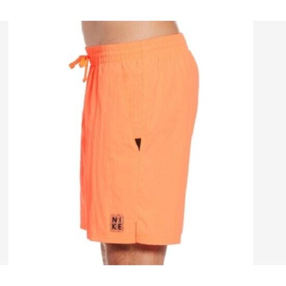Nike Men's Icon Solid 7 Inch Poolside Shorts Orange Size S NEW WITH TAGS! - Picture 2 of 3